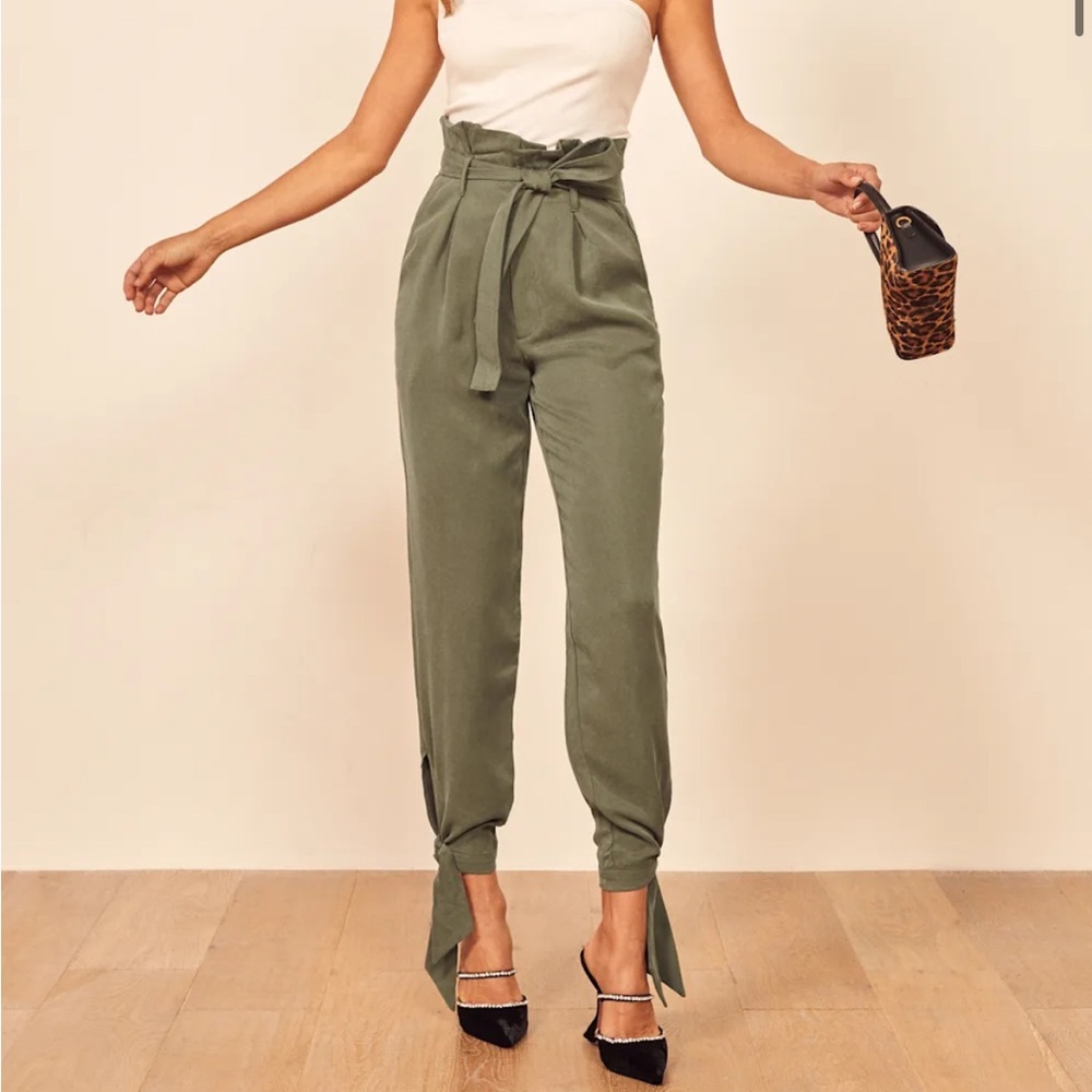 Reformation Avalon pant paper bag waist tie ankle